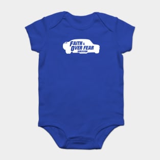 colon cancer Awareness blue ribbon faith over fear survivor Baby Bodysuit